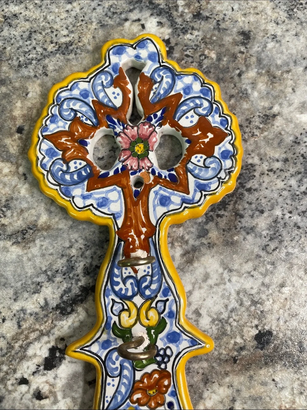 Talavera Ceramic Key Holder Hook – Hand-Made Mexican Wall Decor